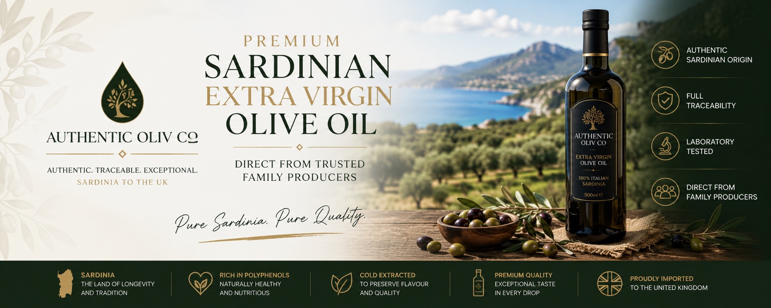 Premium Sardinian extra virgin olive oil banner