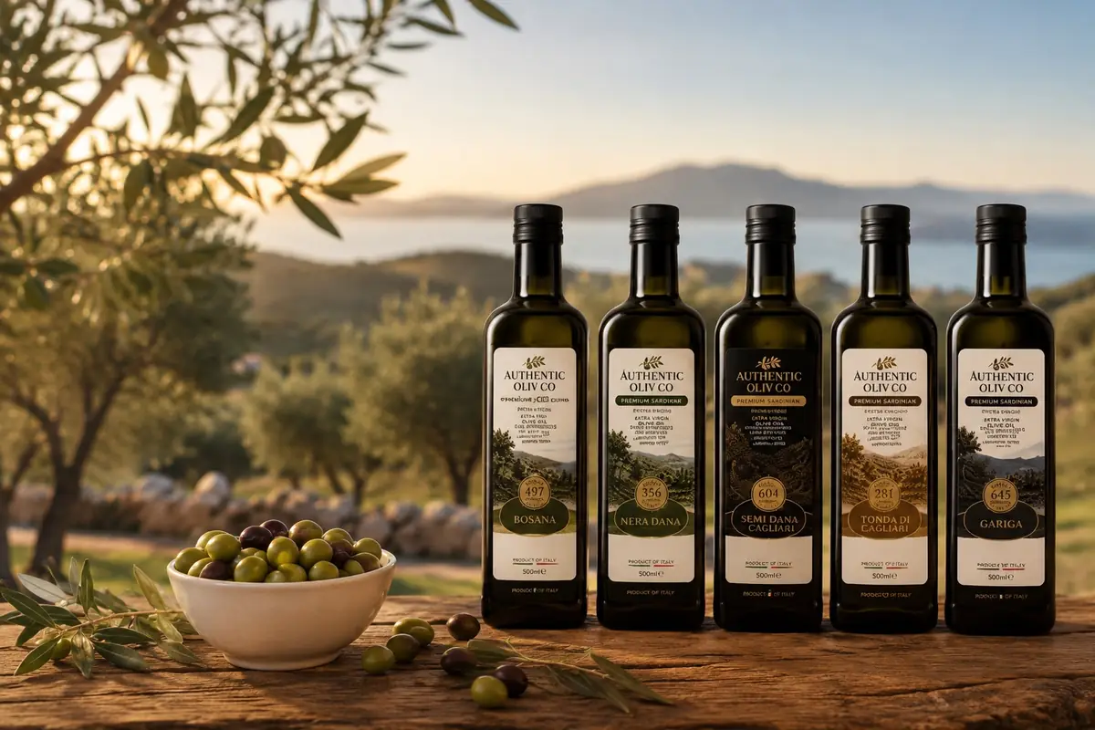 Authentic Oliv Co Sardinian oliv oil bottles